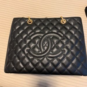Chanel GST black caviar leather gold hardware